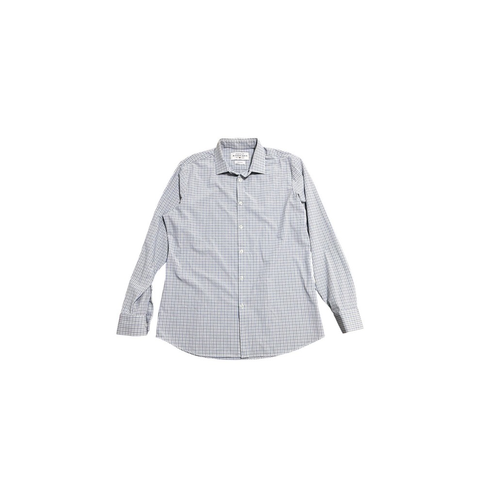 Mizzen+Main Dress Shirt Mens XL Blue Check Leeward Trim Fit Stretch Long Sleeve